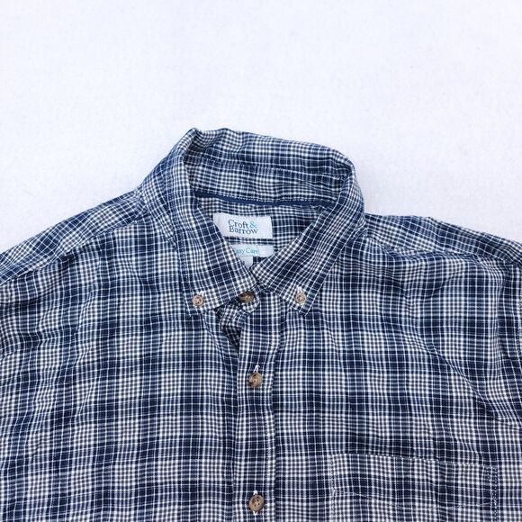 Croft & Barrow Tartan Flannel Button Up Shirt Mens Size Large L Blue White - Picture 1 of 10